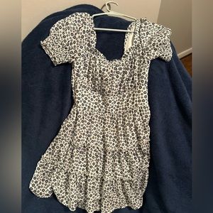 Floral navy and white mini dress